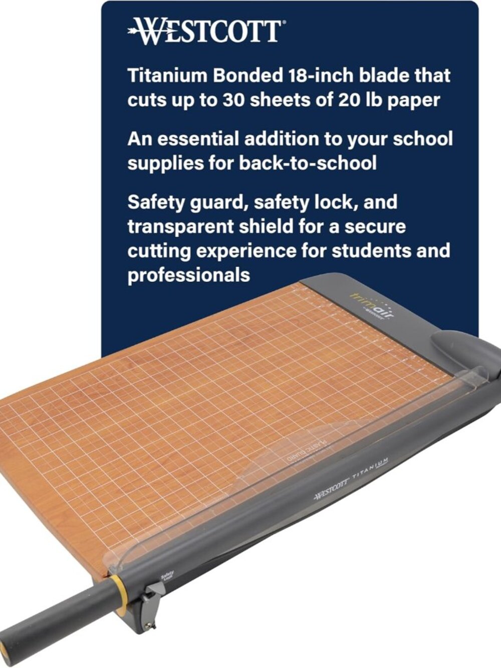 TrimAir Guillotine Paper Cutter, Paper Trimmer with Sharp and Durable Titanium-B